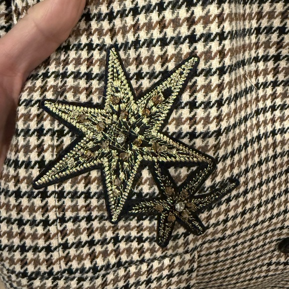 NWT Anthropologie Appliqué Women's Houndstooth Blazer with Gorgeous Beading L - Picture 10 of 16